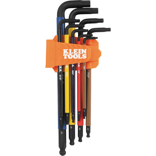 Colour-Coded Extra-Long L Style Hex Key Caddy Set, 9 Pcs., Imperial Meunier Outillage Industriel