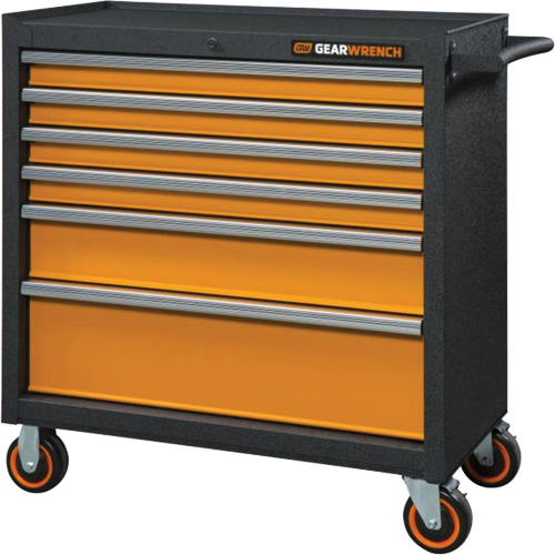 Armoire roulante pour outils s&eacute;rie GSX, 6 tiroirs, 36" la x 18-1/5" p x 37-2/5" h, Noir/Orange Meunier Outillage Industriel