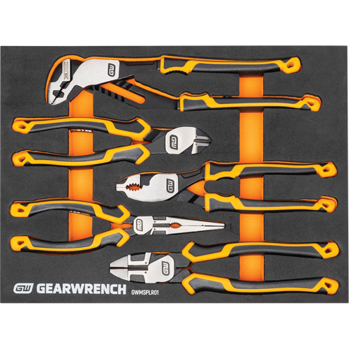 PITBULL Cushion Grip Pliers Set in Foam Storage Tray, 5 Pieces Meunier Outillage Industriel