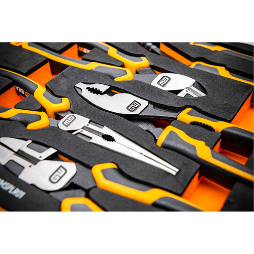 PITBULL Cushion Grip Pliers Set in Foam Storage Tray, 5 Pieces Meunier Outillage Industriel
