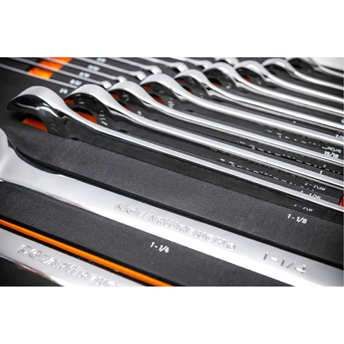 Jeu de cl&eacute;s mixtes SAE et longues &agrave; 12 pans dans un plateau de rangement en mousse, Ouverte, 19 morceaux, Imp&eacute;rial Meunier Outillage Industriel