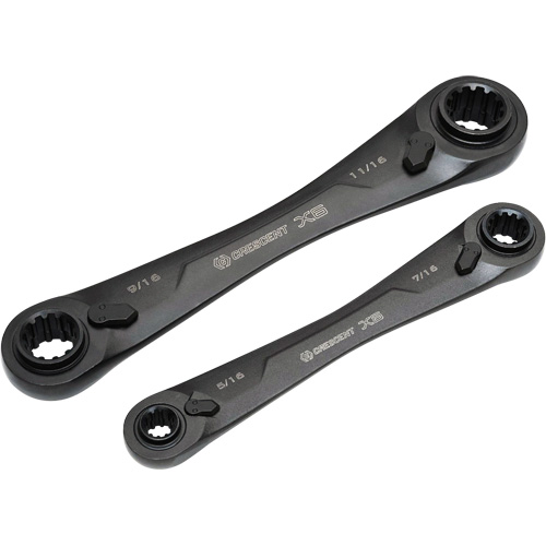 X6 4-in-1 Black Oxide Spline Ratcheting SAE Wrench Set, 2 Pieces, Imperial Meunier Outillage Industriel