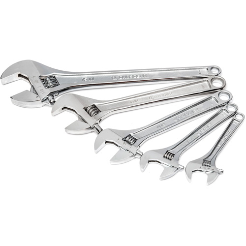 Chrome Wrench Set, Adjustable, 5 Pieces, Imperial and Metric Meunier Outillage Industriel