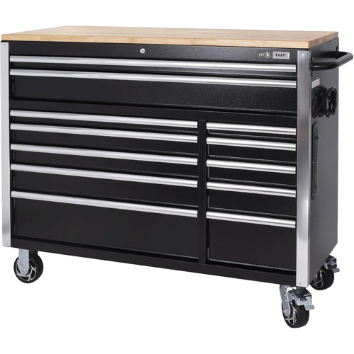 HDRC5212 Armoire mobile de s&eacute;rie HD, 12 tiroirs, 51-1/4" la x 21" p x 40-3/10" h, Noir Meunier Outillage Industriel