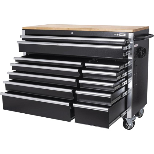 HDRC5212 Armoire mobile de s&eacute;rie HD, 12 tiroirs, 51-1/4" la x 21" p x 40-3/10" h, Noir Meunier Outillage Industriel