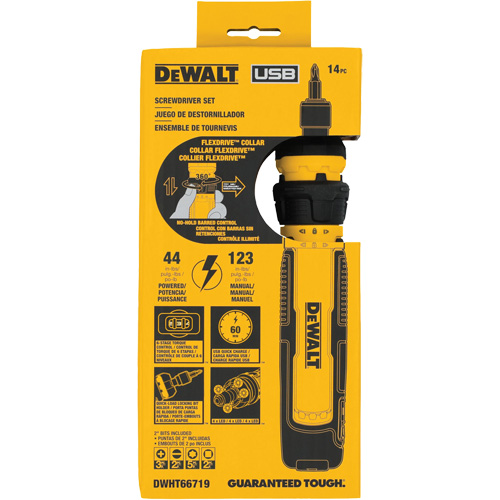 14-Piece Cordless Screwdriver Set with FLEXDRIVE Control, 4 V, 44 in-lbs/5 Nm Max. Torque Meunier Outillage Industriel