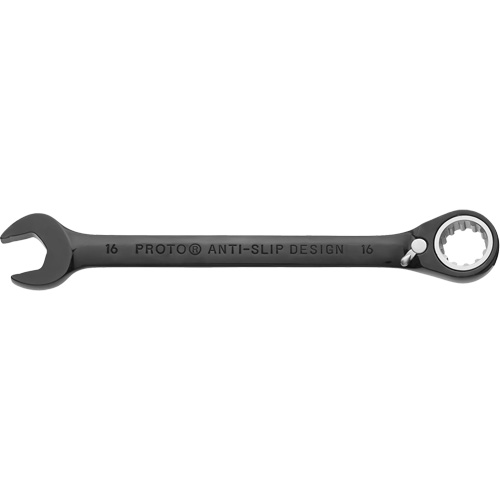 Metric Spline Combination Reversible Ratcheting Wrench, Black/Chrome Finish Meunier Outillage Industriel