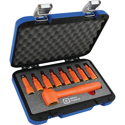3/8" Drive Insulated Metric Hex Bit Socket and Attachment Set, 1000 V, 9 Pcs Meunier Outillage Industriel