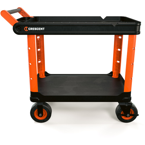 RAILWORKS 2-Shelf Industrial Utility Cart with 8" Casters, 47" L x 24-1/2" W x 37-4/5" H, Black/Orange Meunier Outillage Industriel