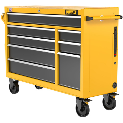 Postes de travail industriel mobile, 8 tiroirs, 52" la x Jaune Meunier Outillage Industriel