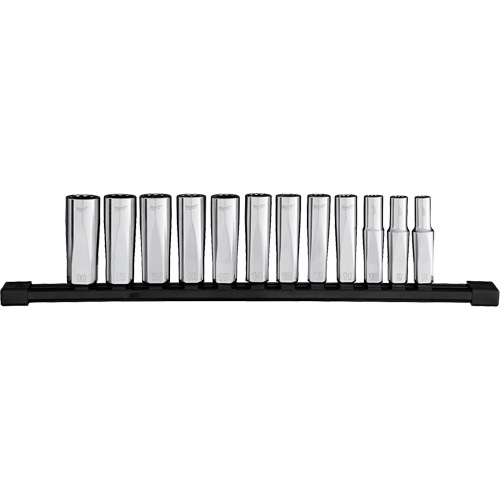 12-Point Deep Well Metric Socket Set, 12 Pcs, 3/8" Drive Size, Deep Meunier Outillage Industriel