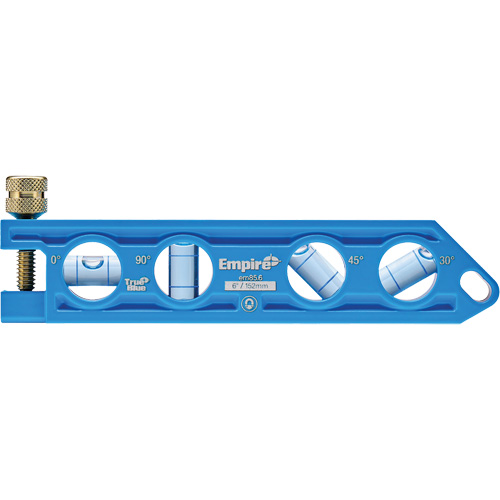 Niveau torpille moul&eacute; sous pression TRUE BLUE, 6" lo, Aluminium, 4 fioles Meunier Outillage Industriel