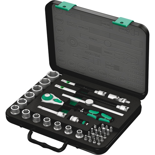 8100 SB 4 Zyklop Speed Ratchet Set, 38 Pcs, 3/8" Drive Size Meunier Outillage Industriel