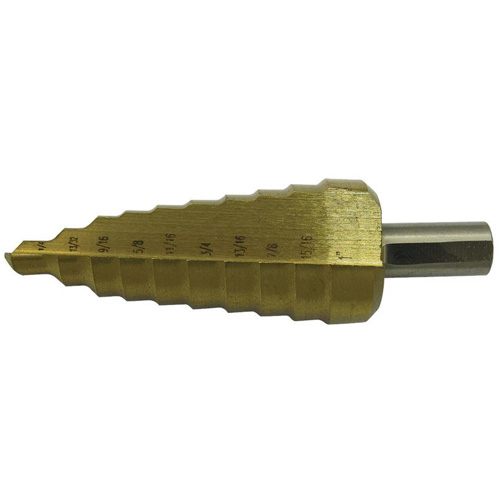 Foret &agrave; 11 &eacute;tages super premi&egrave;re qualit&eacute; JET-KUT, 1/4" - 1-3/8", Incr&eacute;ments de 7/8"/1"/1/4"/1-3/8"/1-1/8"/1-1/4"/13/16"/25/64"/35/64"/11/16"/1-7/32", Acier Meunier Outillage Industriel