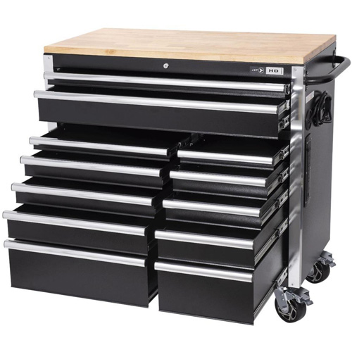 Armoire mobile de s&eacute;rie HDRC4112 HD, 12 tiroirs, 41" la x 21" p x 40-3/10" h, Noir Meunier Outillage Industriel