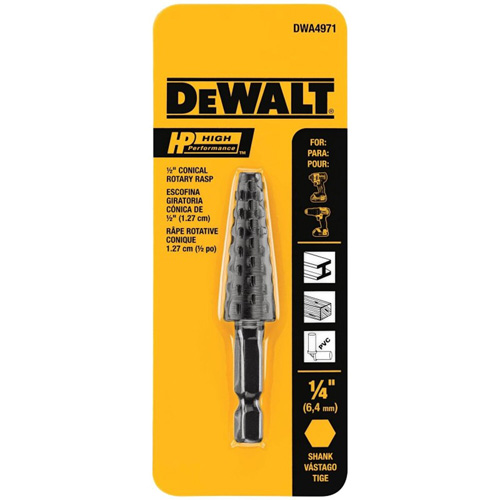 R&acirc;pe rotative conique haute performance 1/2" avec tige hexagonale 1/4" Meunier Outillage Industriel