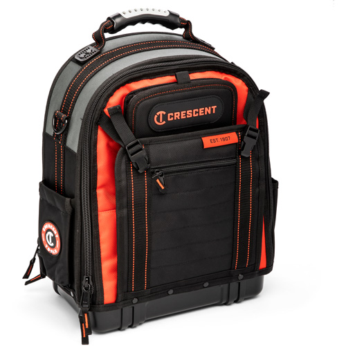 Tradesman Backpack, 18" L x 10" W, Black/Grey/Orange, Polyester Meunier Outillage Industriel