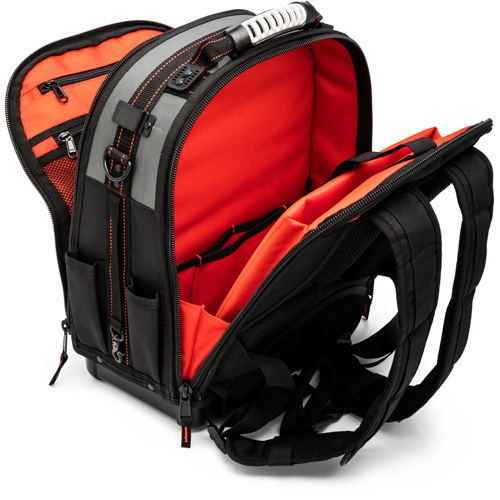 Tradesman Backpack, 18" L x 10" W, Black/Grey/Orange, Polyester Meunier Outillage Industriel