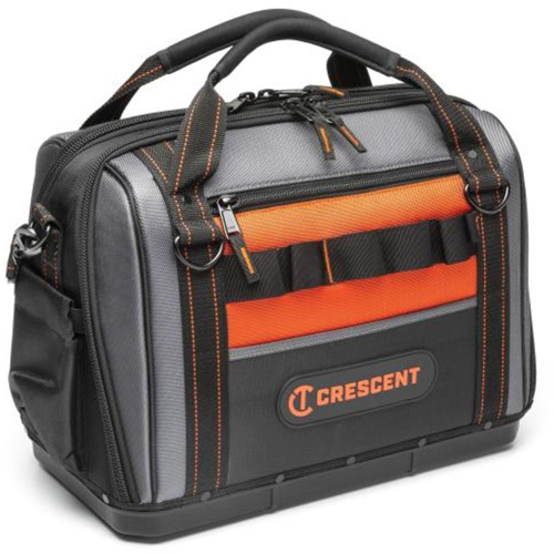 17" Tradesman Closed Top Tool Bag, Polyester, 3 Pockets, Black/Grey/Orange Meunier Outillage Industriel