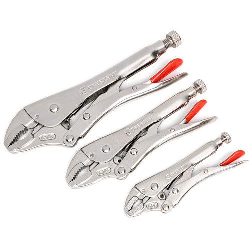 Curved Jaw Locking Pliers with Wire Cutter Set, 3 Pieces Meunier Outillage Industriel