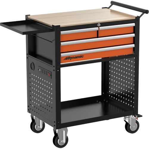 Chariot utilitaire, 4 tiroirs, Noir/Orange Meunier Outillage Industriel