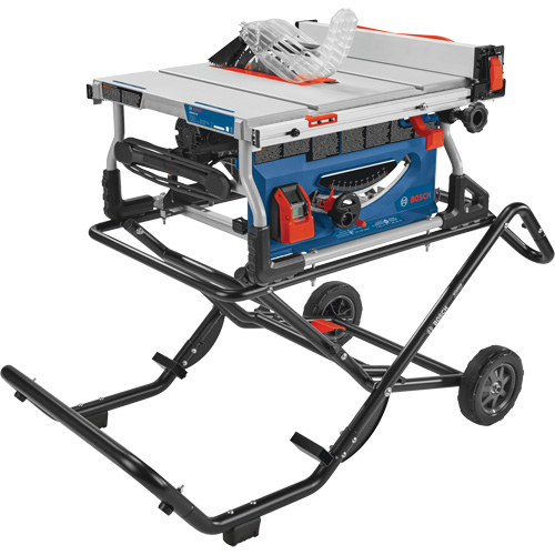 Jobsite Table Saw with Gravity-Rise Wheeled Stand, 120 V, 15 A, 3800 RPM Meunier Outillage Industriel