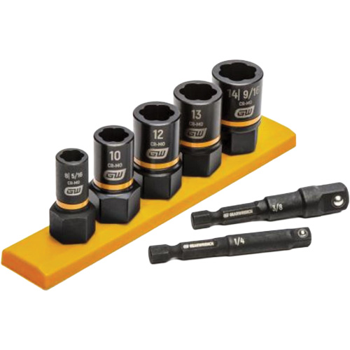 Metric Bolt Biter Extraction Socket Set, 7 Pcs, Impact, 1/4"/3/8" Drive Size Meunier Outillage Industriel