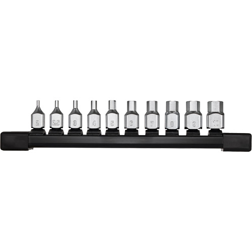 Low-Profile Metric Bit Socket Set, Hex, 1/4" Drive, 10 Pcs Meunier Outillage Industriel