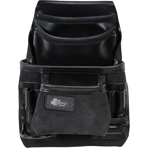 Phantom Collection Heavy-Duty Nail & Tool Bag, Leather, 10 Pockets, Black Meunier Outillage Industriel