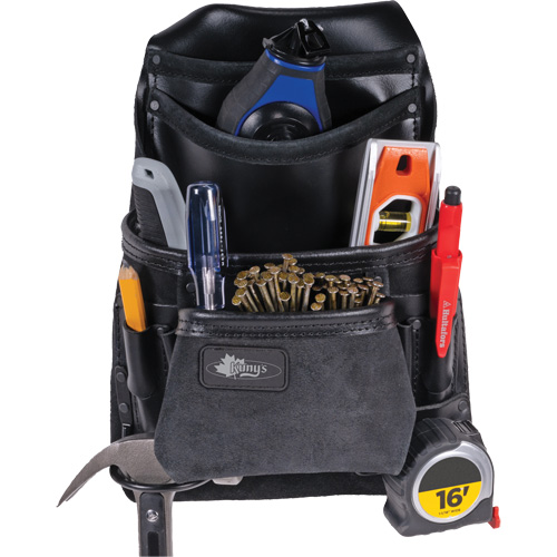 Phantom Collection Heavy-Duty Nail & Tool Bag, Leather, 10 Pockets, Black Meunier Outillage Industriel
