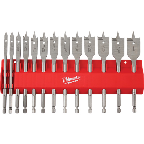 Flat Boring Bit Set, 13 Pieces, High Carbon Steel Meunier Outillage Industriel