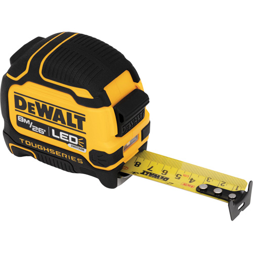 TOUGHSERIES Lighted Tape Measure, 26'/8 m, Imperial & Metric Graduations Meunier Outillage Industriel