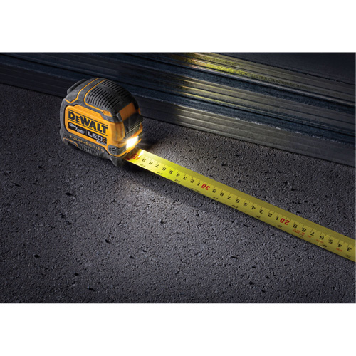 TOUGHSERIES Lighted Tape Measure, 26'/8 m, Imperial & Metric Graduations Meunier Outillage Industriel