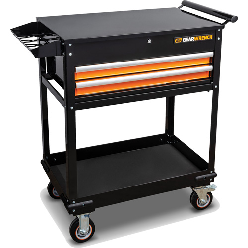 Utility Cart, 2 Drawers, 32-1/2" W x 42" H, Black/Orange Meunier Outillage Industriel