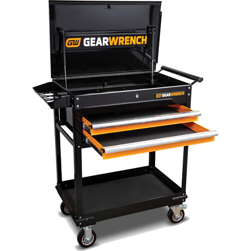 Utility Cart, 2 Drawers, 32-1/2" W x 42" H, Black/Orange Meunier Outillage Industriel