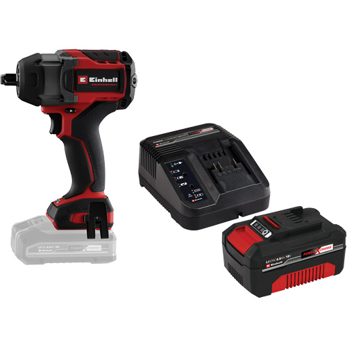 Cl&eacute; &agrave; chocs professionnelle sans fil avec batterie 4 Ah PXC et ensemble de d&eacute;part de chargeur, 18 V, Mandrin 1/2" Meunier Outillage Industriel