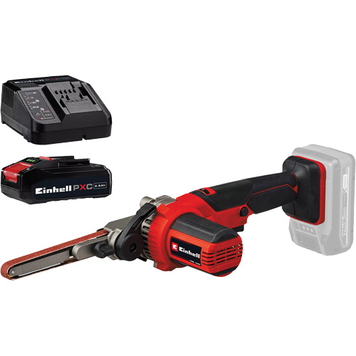 Ponceuse-lime &agrave; courroie 18" sans fil avec batterie 2,5 Ah PXC et ensemble de d&eacute;part de chargeur Meunier Outillage Industriel