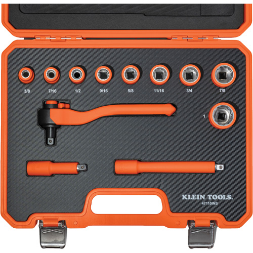 Insulated Ratchet & Socket Set with Case, 1000 V, 12 Pcs Meunier Outillage Industriel