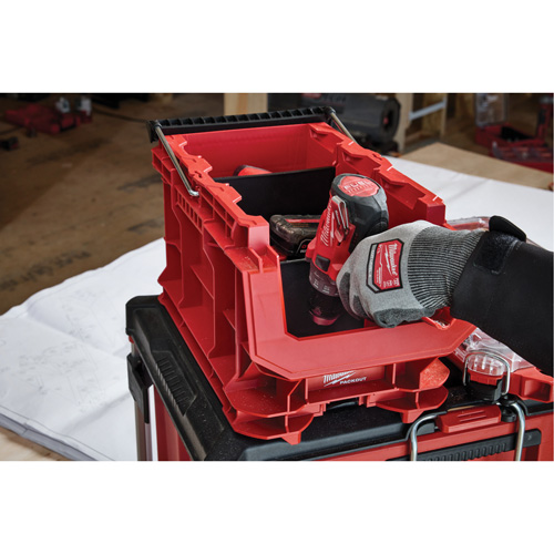 Bac compact PACKOUT, 15-1/2" x 9-1/2" x 8-3/4", Noir/Rouge Meunier Outillage Industriel