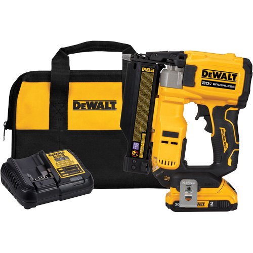 ATOMIC COMPACT SERIES Brushless Cordless 23 Ga. Pin Nailer Kit, 20 V, Lithium-Ion Meunier Outillage Industriel