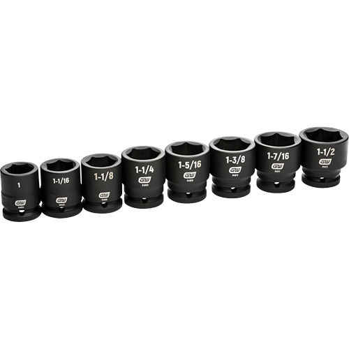 Jeu de douilles SAE &agrave; 6 pans, 8 Mcx, Chocs, Prise de 3/4" Meunier Outillage Industriel