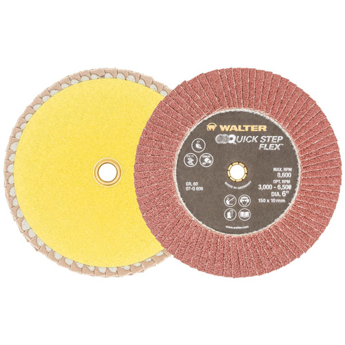 QUICK-STEP FLEX Flap Disc, 6" x Type 29, 60 Grit, Aluminum Oxide Meunier Outillage Industriel