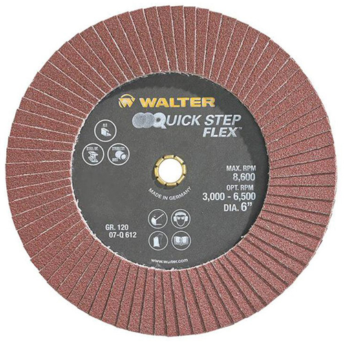 QUICK-STEP FLEX Flap Disc, 6" x Type 29, 120 Grit, Aluminum Oxide Meunier Outillage Industriel