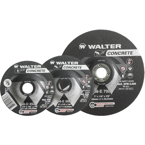 Depressed Centre Grinding Wheels - Concrete Type 27, 4-1/2" x 1/4", 7/8" Arbor, Type 27 Meunier Outillage Industriel