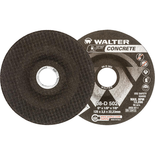 Depressed Centre Grinding Wheels - Concrete Type 27, 5" x 1/8", 7/8" Arbor, Type 27 Meunier Outillage Industriel