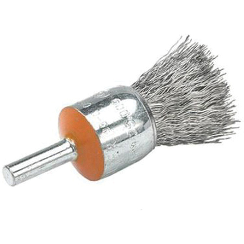 Mounted End Brush with Crimped Wires, 1/2", 0.01" Fill, 1/4" Shank Meunier Outillage Industriel