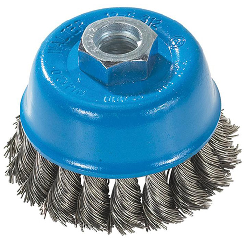 Brosse &agrave; fils nou&eacute;s torsad&eacute;s, 3" dia. x M14 arbre Meunier Outillage Industriel