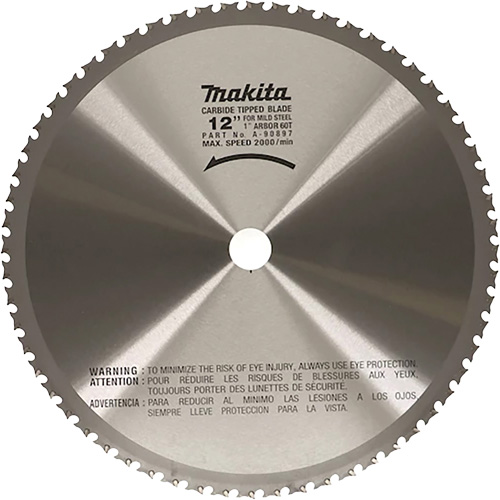 Cut Off Saw Blade for Portable Cut Off Saws, 12", 60 Teeth, Metal Use Meunier Outillage Industriel