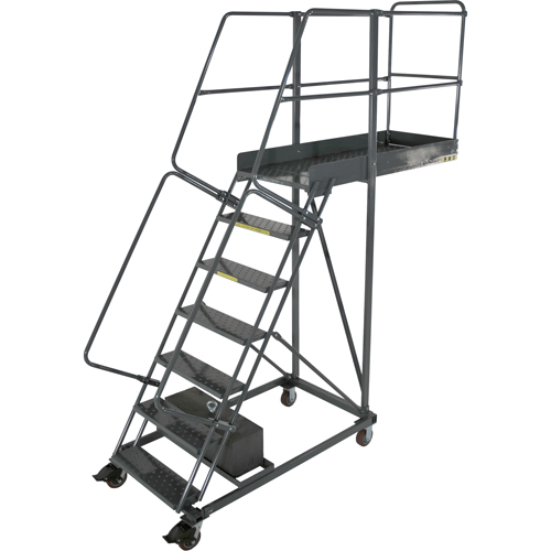 &eacute;chelles roulantes en porte-&agrave;-faux, Non renforc&eacute;, 9 marches, Profondeur de la plateforme 14", Hauteur de la plateforme 90" Meunier Outillage Industriel