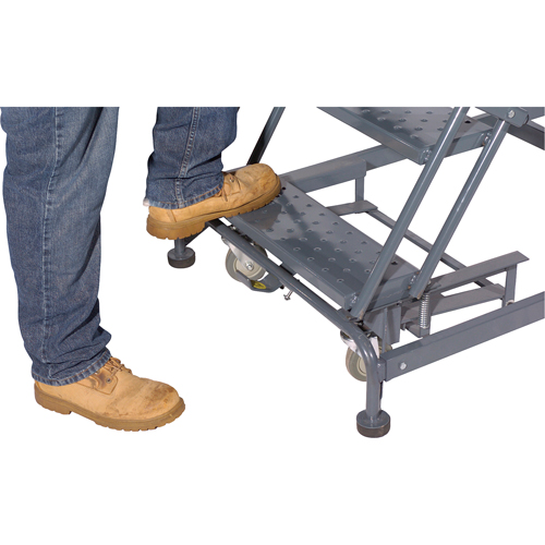 Weight Actuated Lockstep Rolling Ladders, 6 Steps, 24" Step Width, 60" Platform Height, Steel Meunier Outillage Industriel
